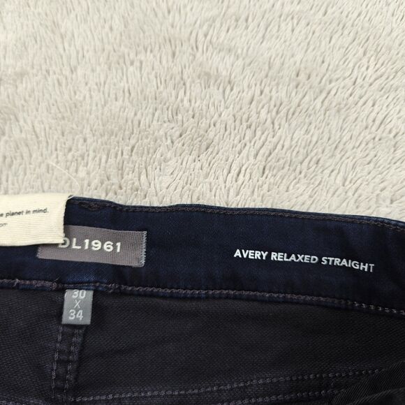 DL1961 Avery Relaxed Straight Jeans Men's 30x34 Dark Blue Stretchy NWT - Picture 4 of 9